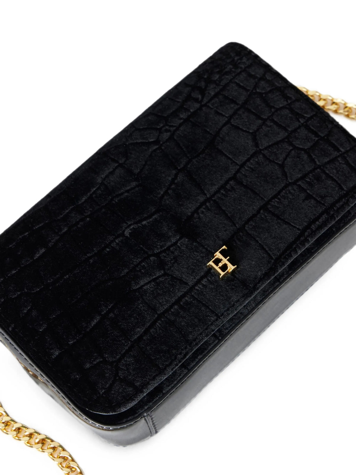 Elisabetta Franchi borsa a tracolla in velluto effetto cocco nero BS20A67 110 ELISABETTA FRANCHI 