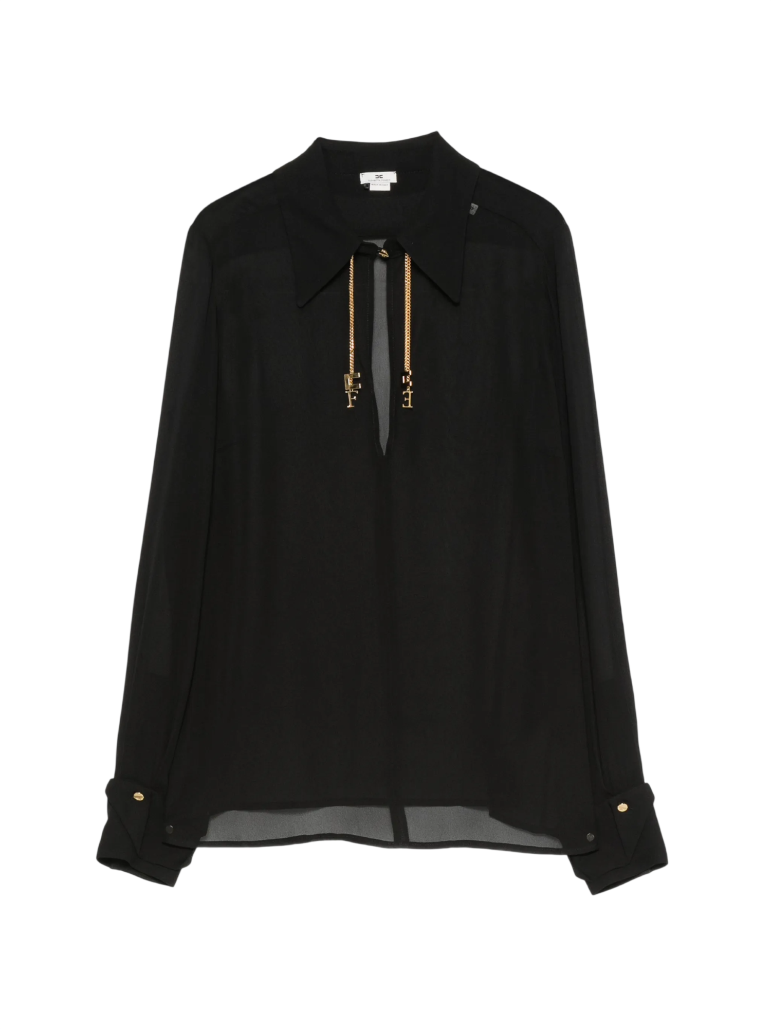Elisabetta Franchi camicia donna in georgette con charms nero CA19466 110 ELISABETTA FRANCHI 
