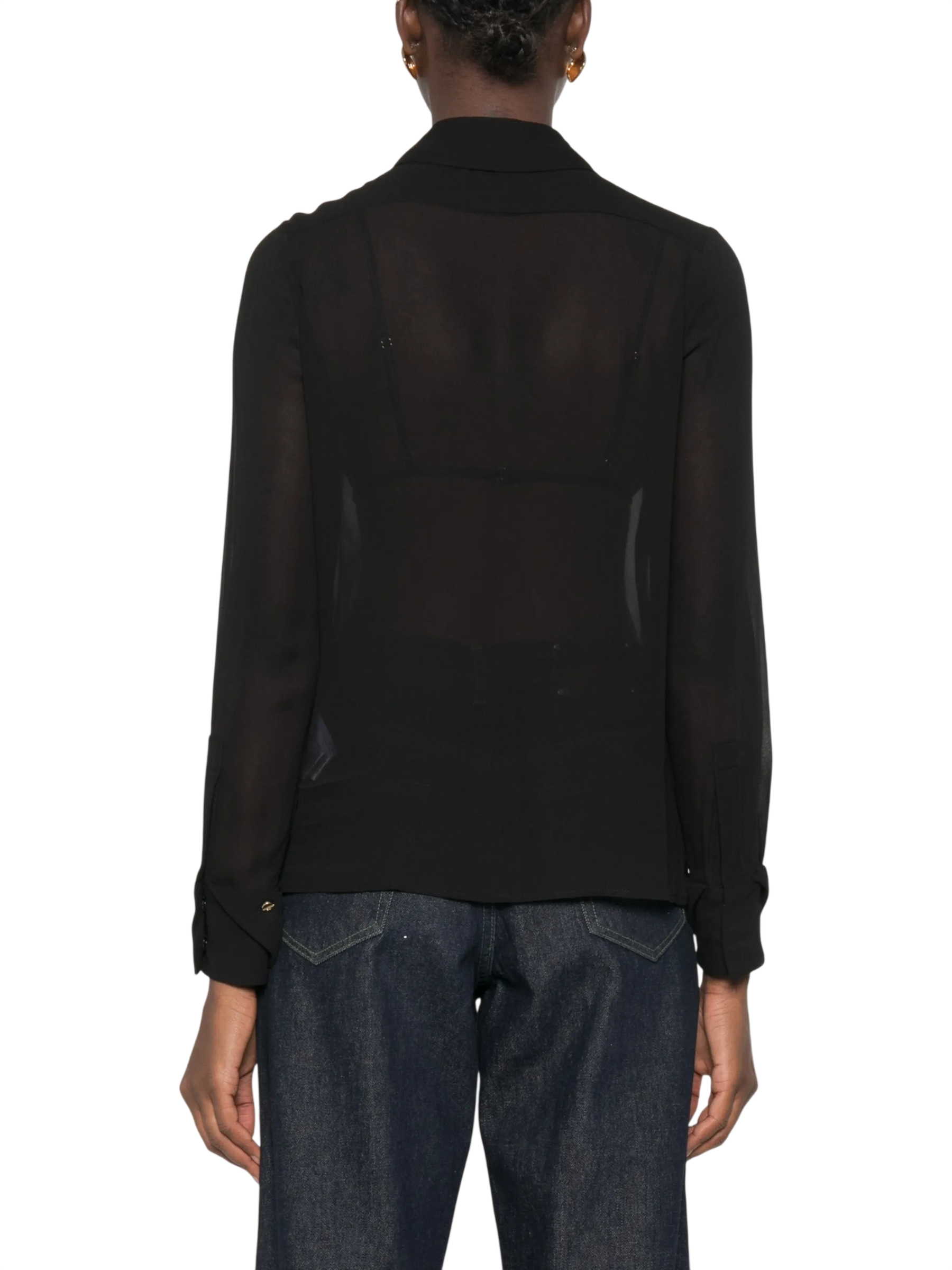 Elisabetta Franchi camicia donna in georgette con charms nero CA19466 110 ELISABETTA FRANCHI 
