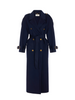 Elisabetta Franchi cappotto lungo doppiopetto in lana donna blu