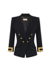 Elisabetta Franchi giacca blazer doppiopetto con dettagli logati nero