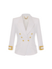 Elisabetta Franchi giacca blazer doppiopetto con dettagli logati avorio