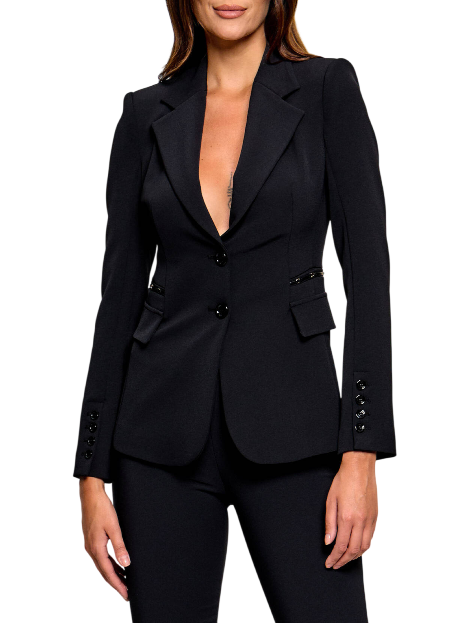 Elisabetta Franchi giacca blazer monopetto con dettagli logati nero GI27466 110 ELISABETTA FRANCHI 