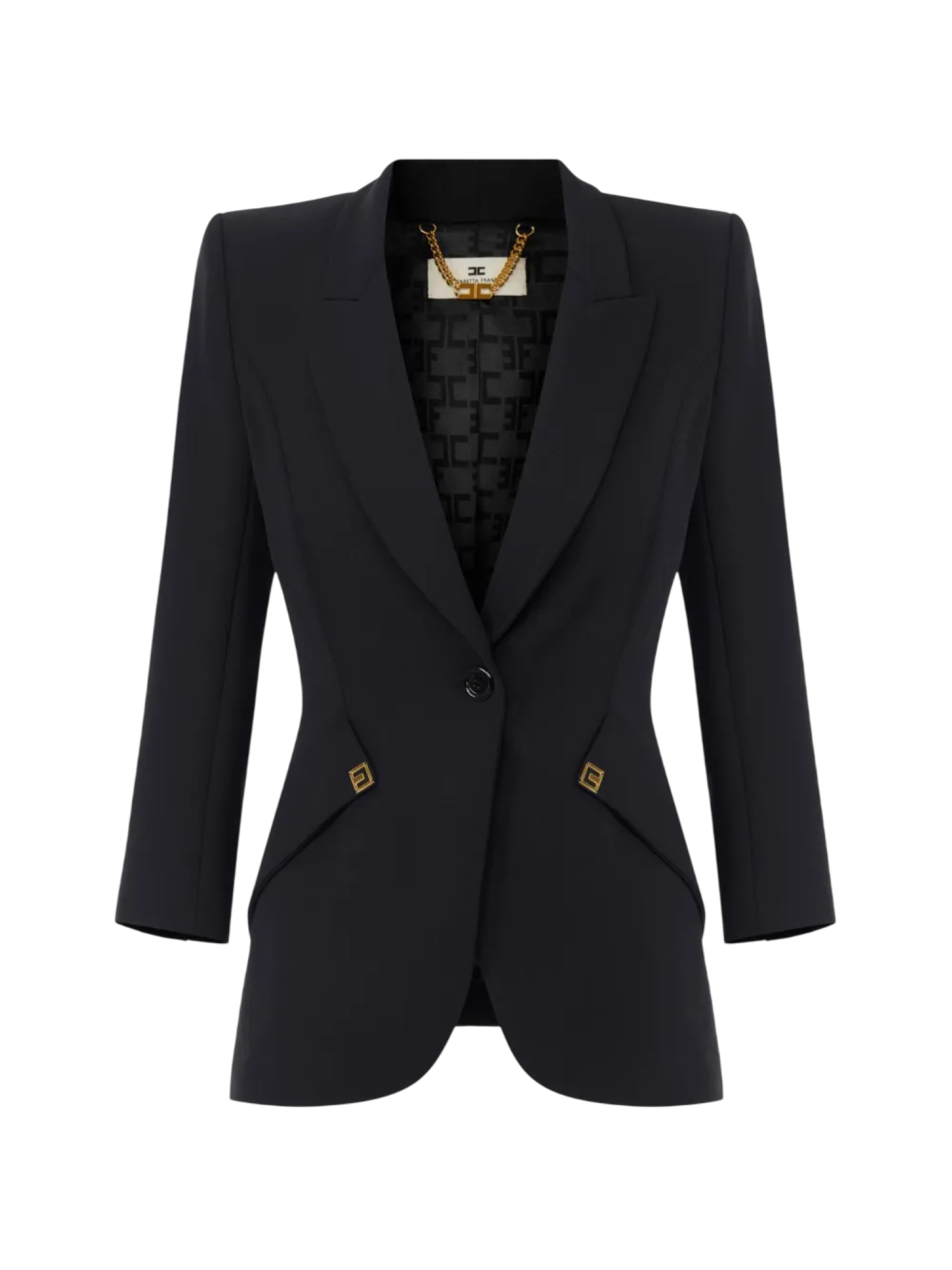 Elisabetta Franchi giacca blazer donna con dettagli logati nero GI27567 110 ELISABETTA FRANCHI 