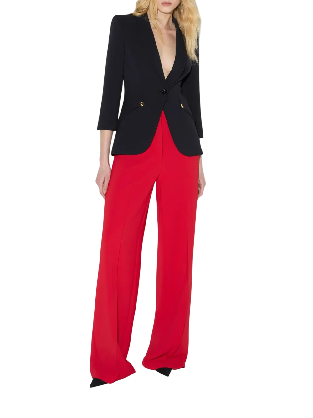 Elisabetta Franchi giacca blazer donna con dettagli logati nero GI27567 110 ELISABETTA FRANCHI 
