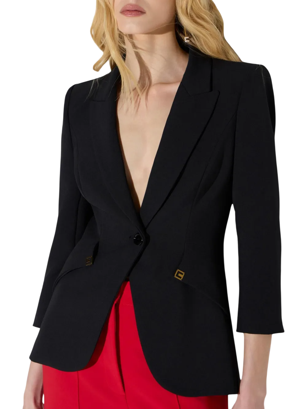 Elisabetta Franchi giacca blazer donna con dettagli logati nero GI27567 110 ELISABETTA FRANCHI 