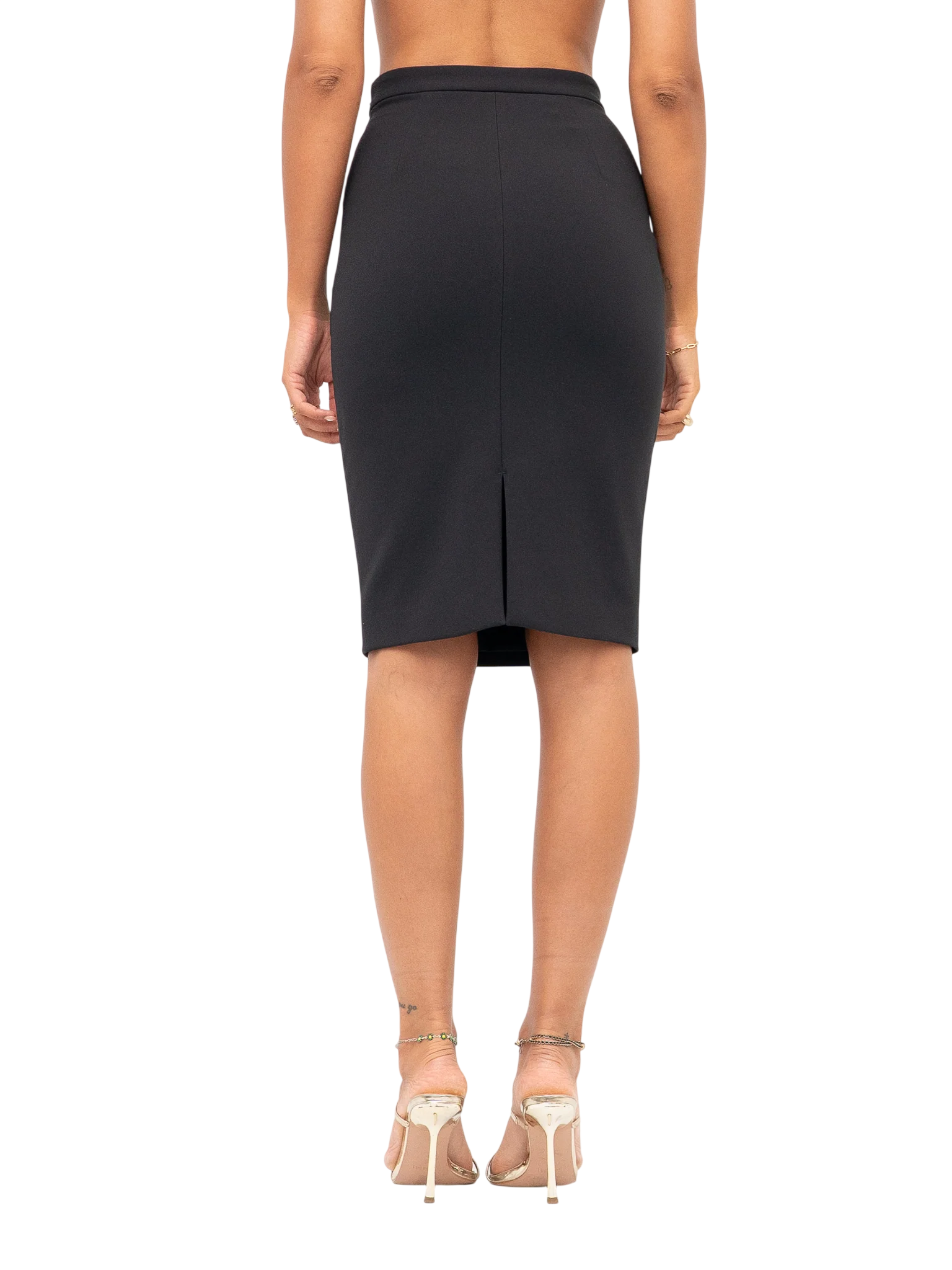Elisabetta Franchi gonna midi donna in tessuto crepe nero GO22366 110 ELISABETTA FRANCHI 