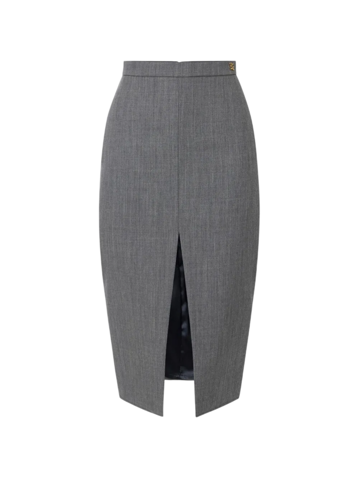 Elisabetta Franchi gonna midi in fresco lana con spacco grigio melange GO25467 431 ELISABETTA FRANCHI 