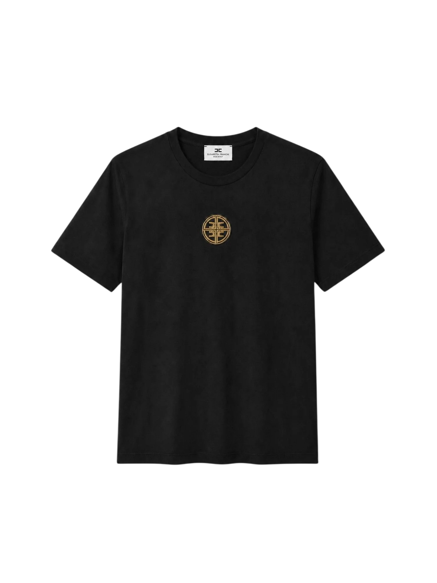 Elisabetta Franchi T-shirt donna in jersey con logo metallico nero MA00866 110 ELISABETTA FRANCHI 