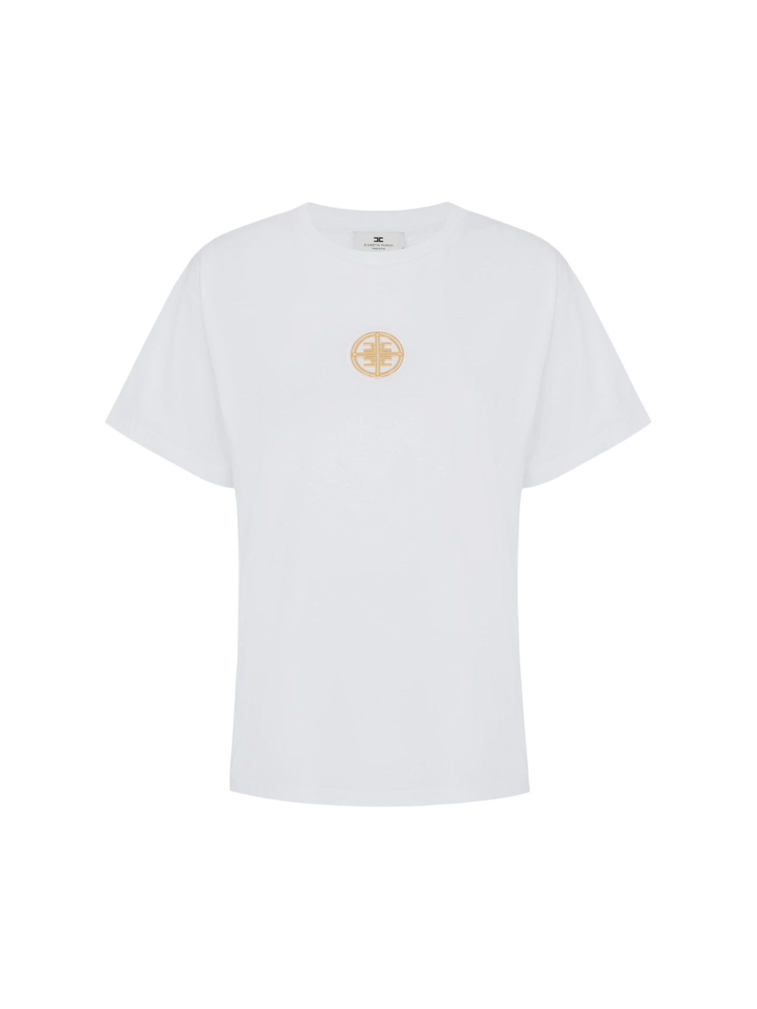 Elisabetta Franchi T-shirt donna in jersey con logo metallico panna MA00866 270 ELISABETTA FRANCHI 