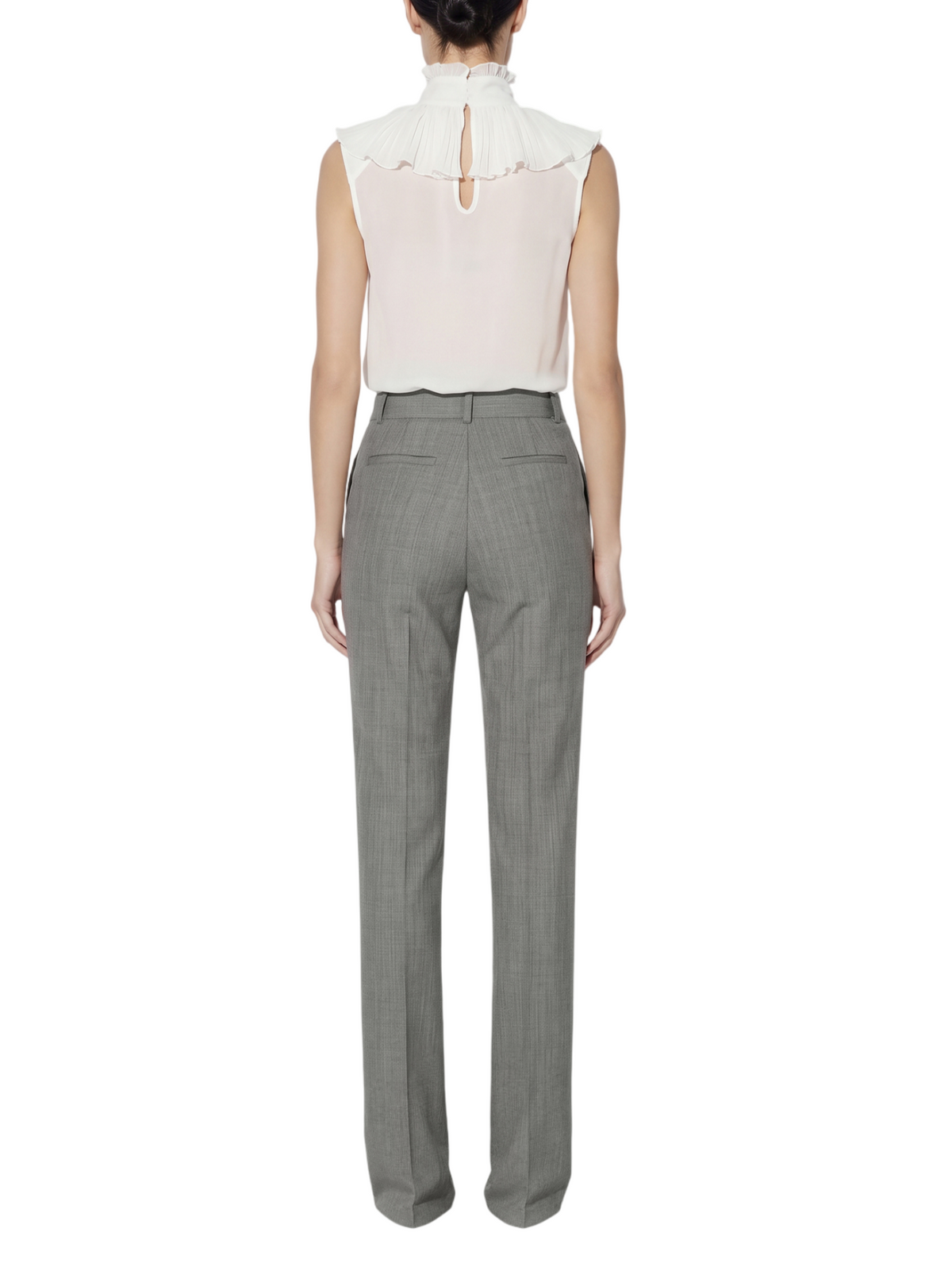 Elisabetta Franchi pantaloni a zampa donna in fresco lana grigio melange PA18667 431 ELISABETTA FRANCHI 