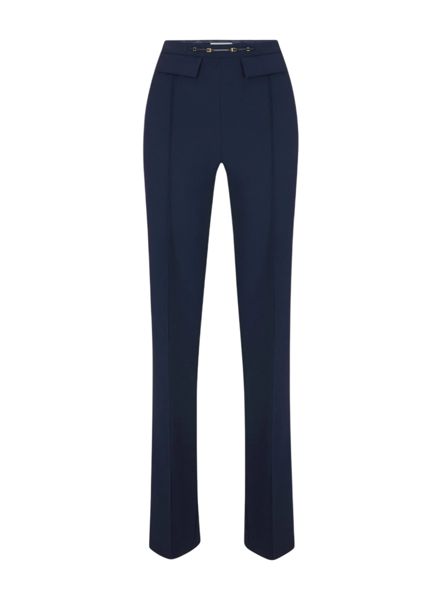 Elisabetta Franchi pantaloni a zampa in tessuto crepe blu PA19666 H88 ELISABETTA FRANCHI 