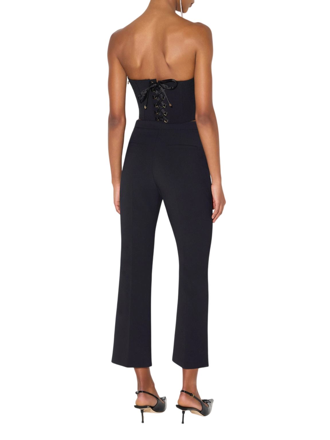Elisabetta Franchi pantaloni donna trumpet crop in crepe nero PA19866 110 ELISABETTA FRANCHI 