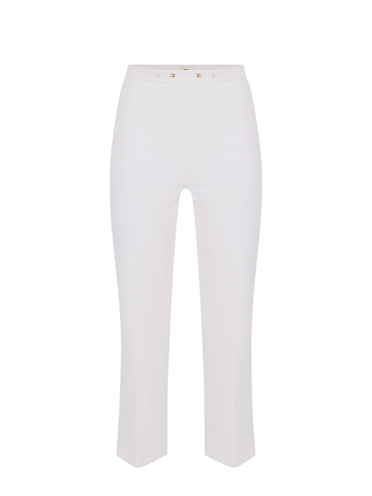 Elisabetta Franchi pantaloni donna trumpet crop in crepe avorio PA19866 360 ELISABETTA FRANCHI 