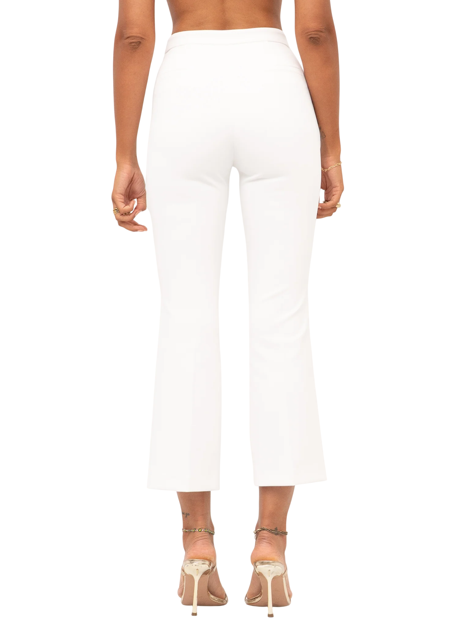Elisabetta Franchi pantaloni donna trumpet crop in crepe avorio PA19866 360 ELISABETTA FRANCHI 