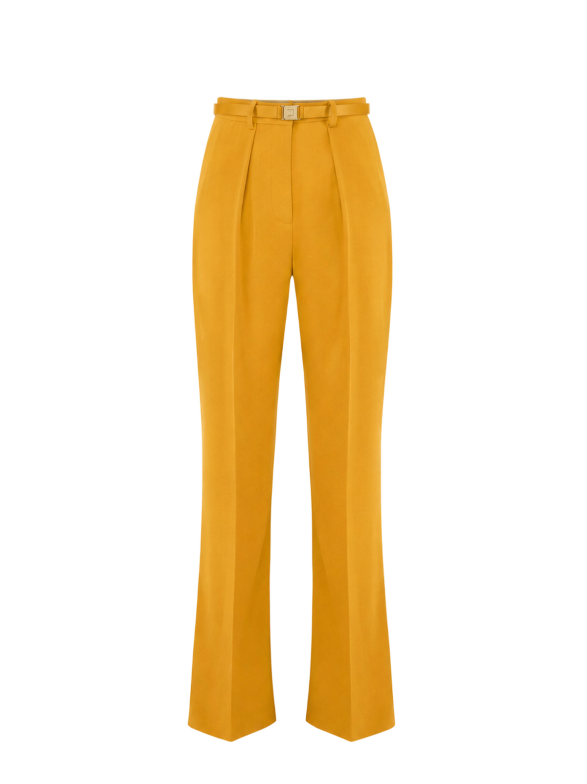 Elisabetta Franchi pantaloni palazzo con pinces e cintura giallo ambra PA20766 940 ELISABETTA FRANCHI 
