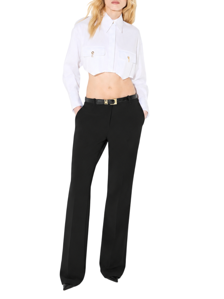 Elisabetta Franchi pantaloni a zampa donna nero PA21067 110 ELISABETTA FRANCHI 