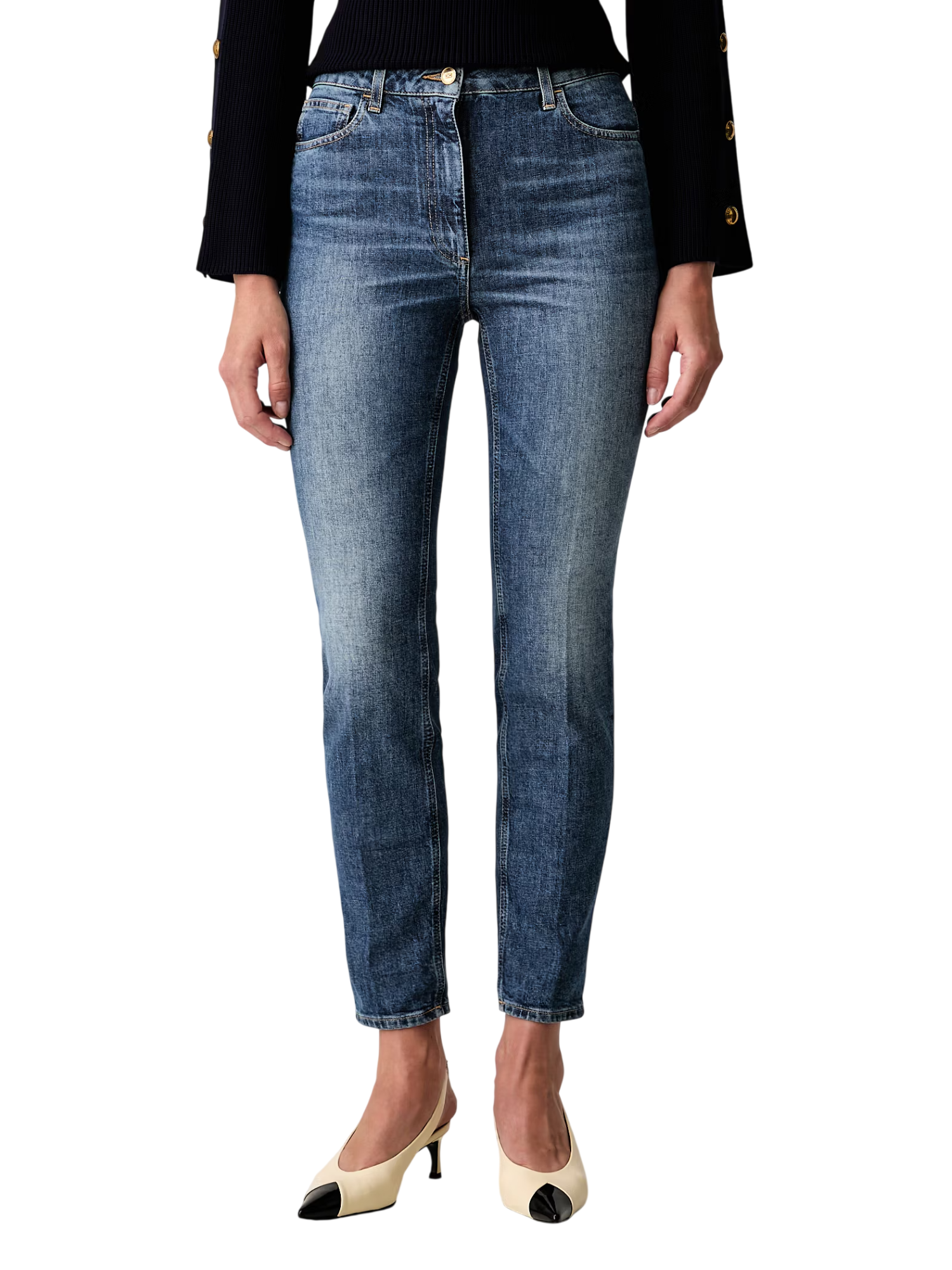 Elisabetta Franchi jeans donna slim lavaggio medio PJ11I66 139 ELISABETTA FRANCHI 