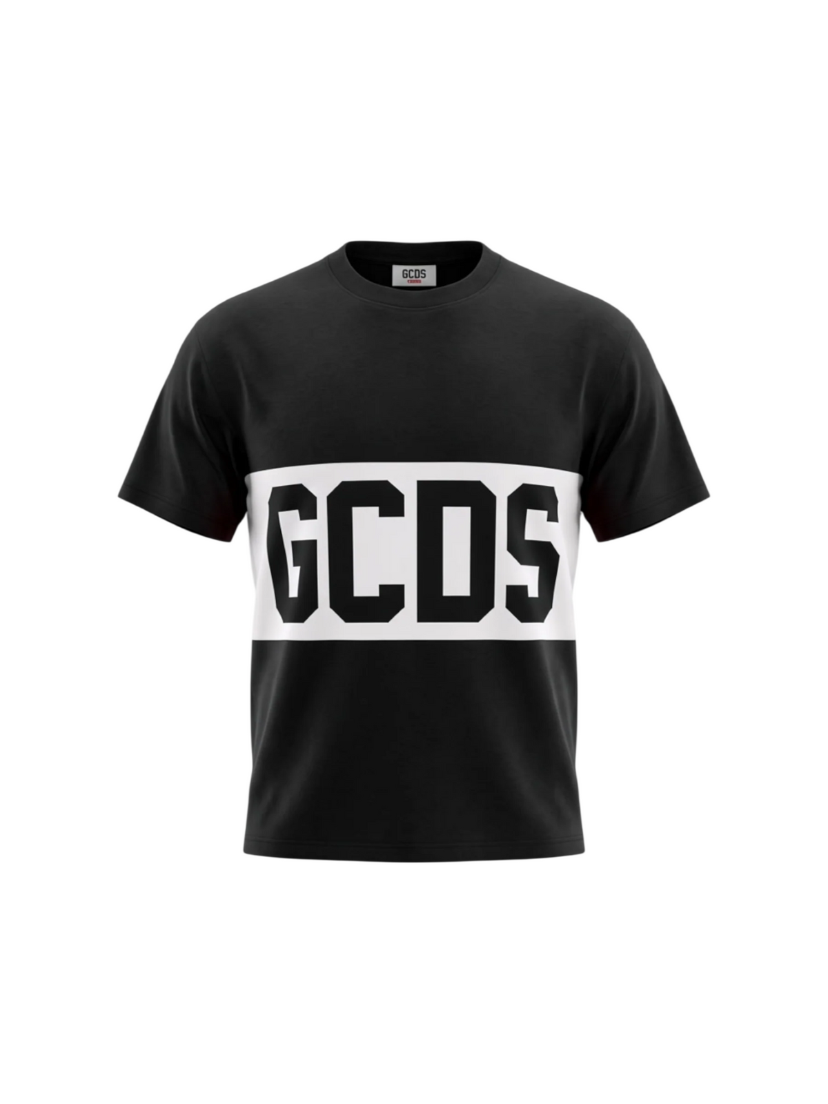 GCDS T-shirt bambino con banda logo nero bianco Z0UJQC585J105 999A GCDS 