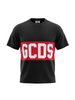 GCDS T-shirt bambino con banda logo nero rosso