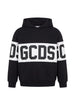 GCDS felpa con cappuccio unisex bambino banda logo nero bianco