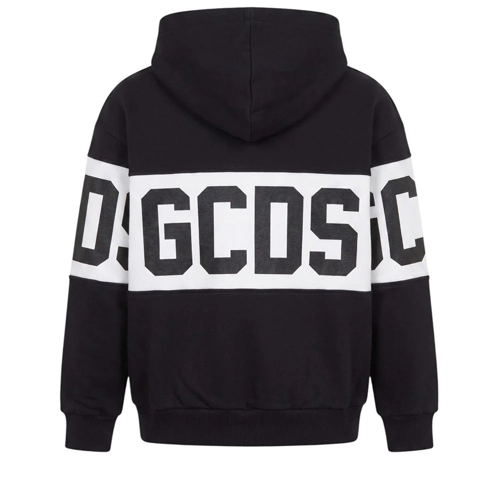 GCDS felpa con cappuccio unisex bambino banda logo nero bianco Z0UJQE583F004 999A GCDS 