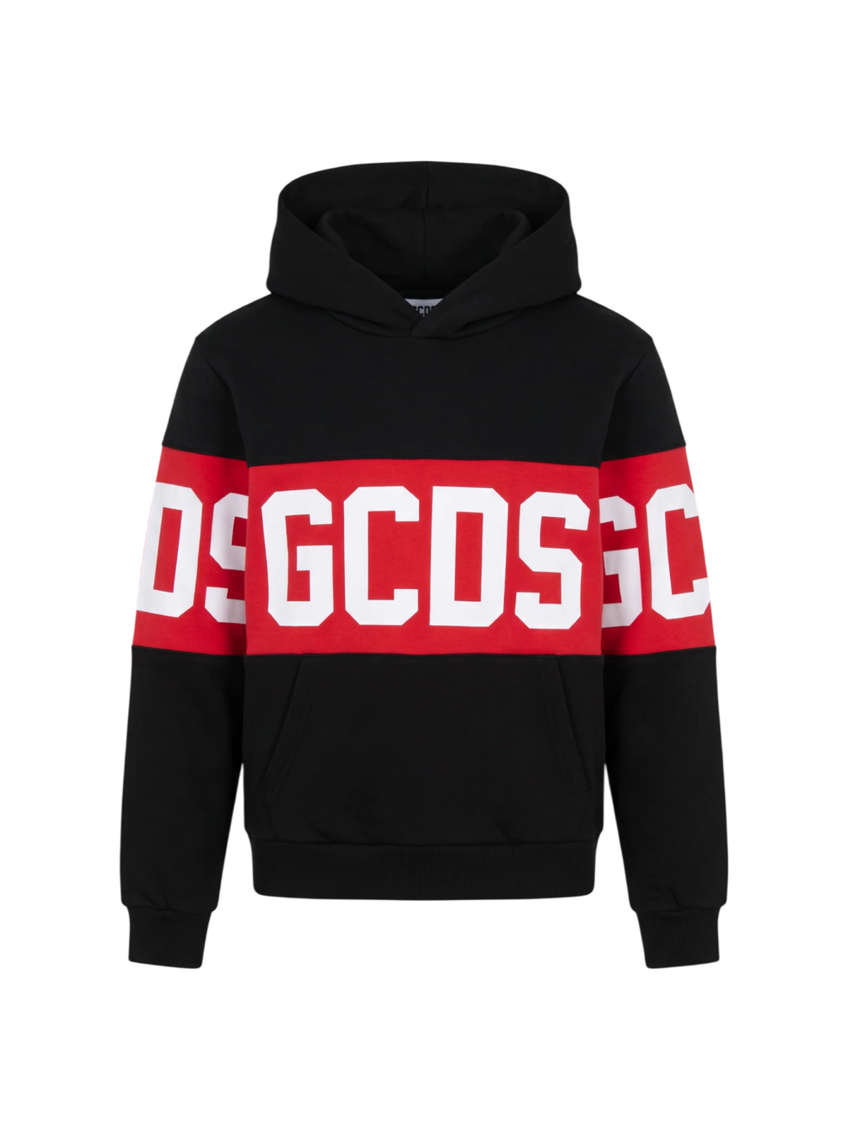 GCDS felpa con cappuccio unisex bambino banda logo nero rosso Z0UJQE583F004 999R GCDS 