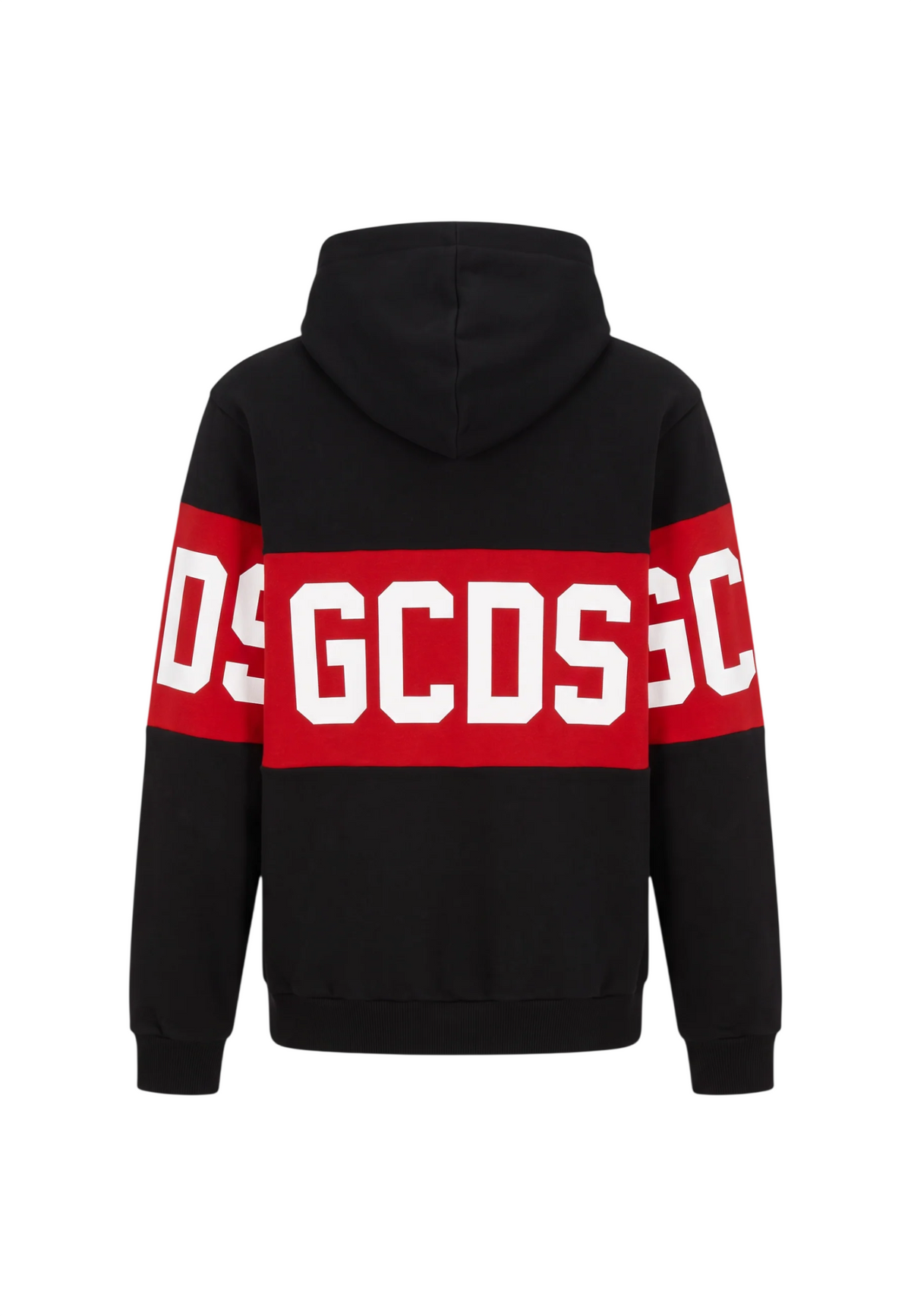 GCDS felpa con cappuccio unisex bambino banda logo nero rosso Z0UJQE583F004 999R GCDS 