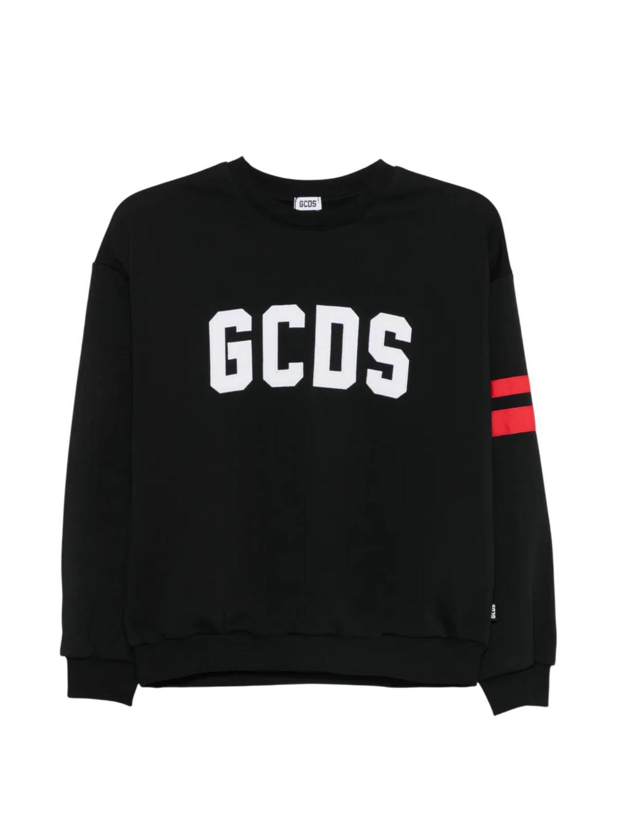 GCDS felpa bambino con bande e logo nero Z0UJQE591F004 999R GCDS 