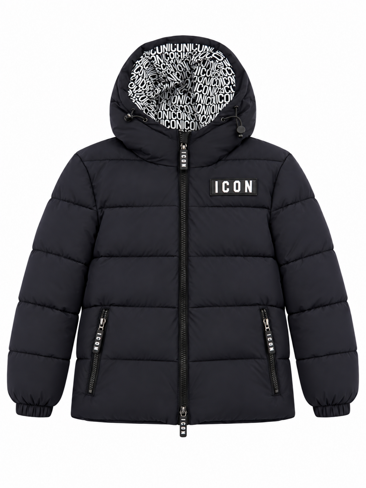 Icon piumino trapuntato bambino con cappuccio nero IBJK001349 9000 ICON 