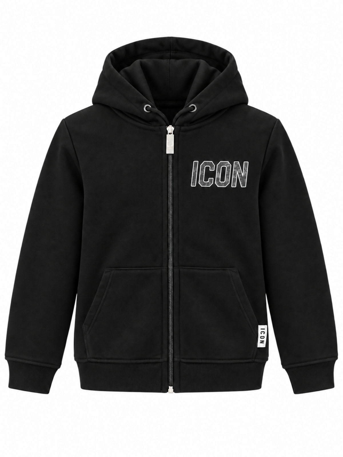 Icon felpa con zip e cappuccio bambino stampa logo nero IBSW001357 9000 ICON 