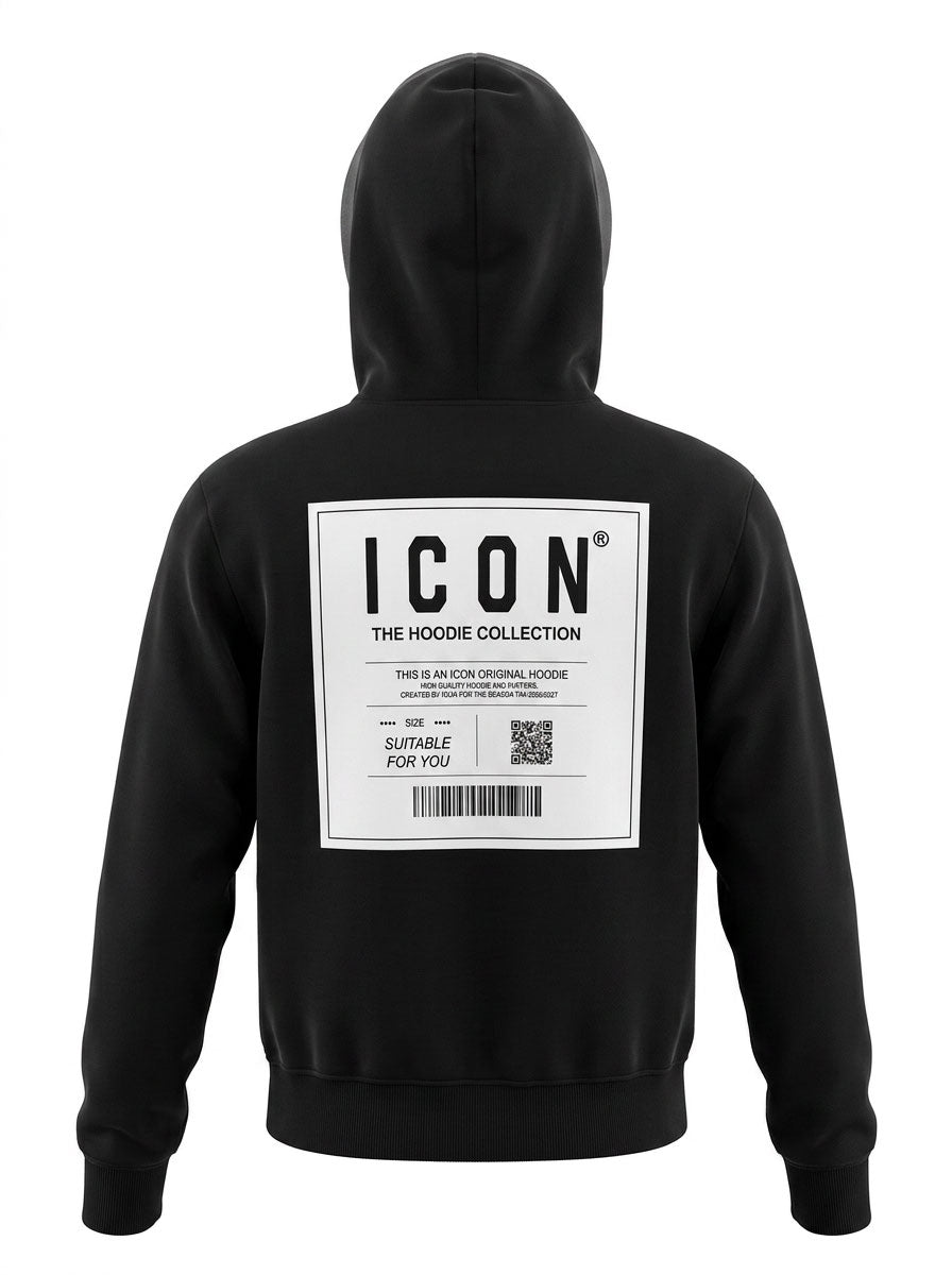Icon felpa con cappuccio bambino stampa logo nero IBSW001413 9000 ICON 