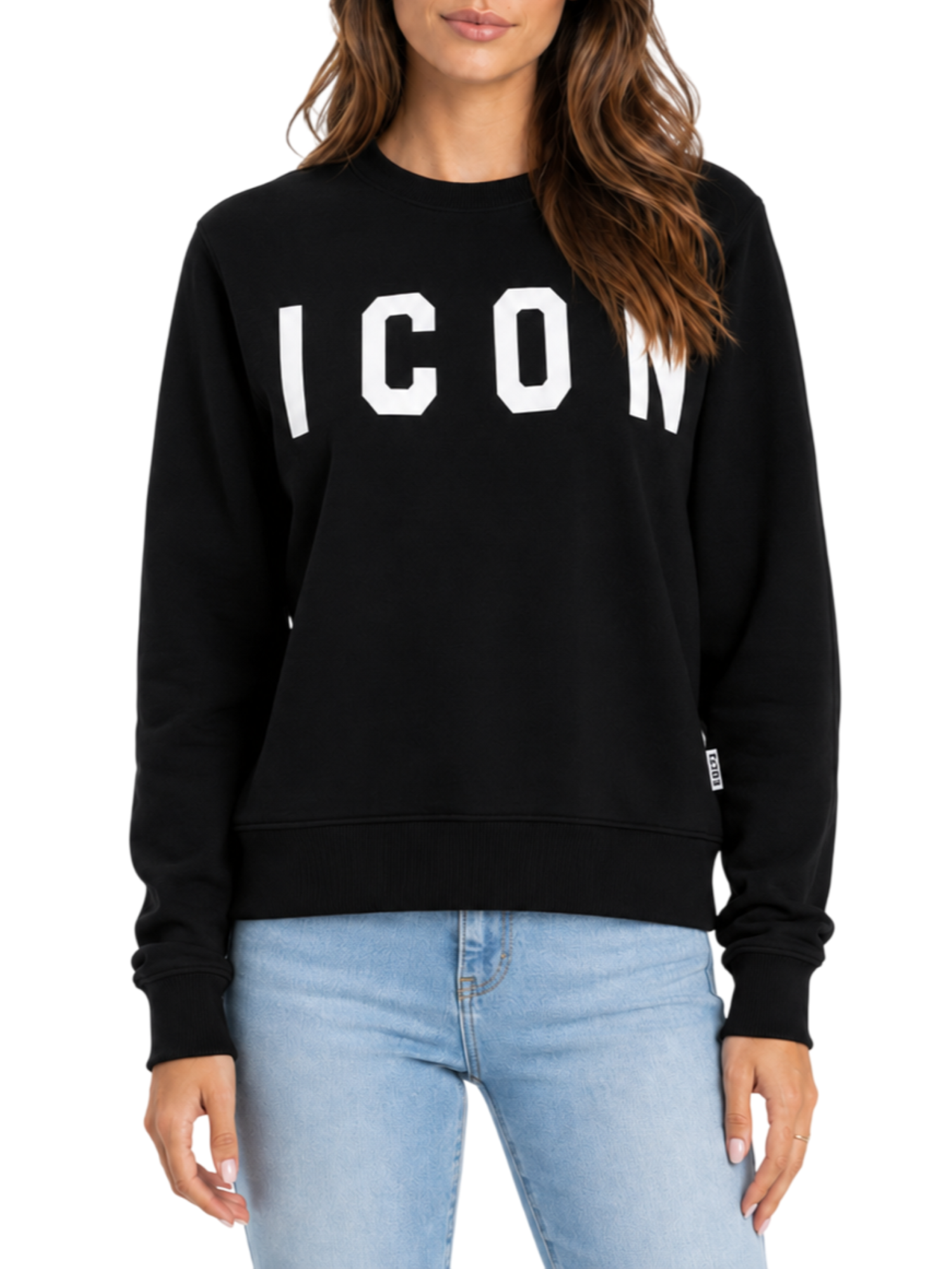 Icon felpa donna con stampa logo nero IDF003C NERO ICON 