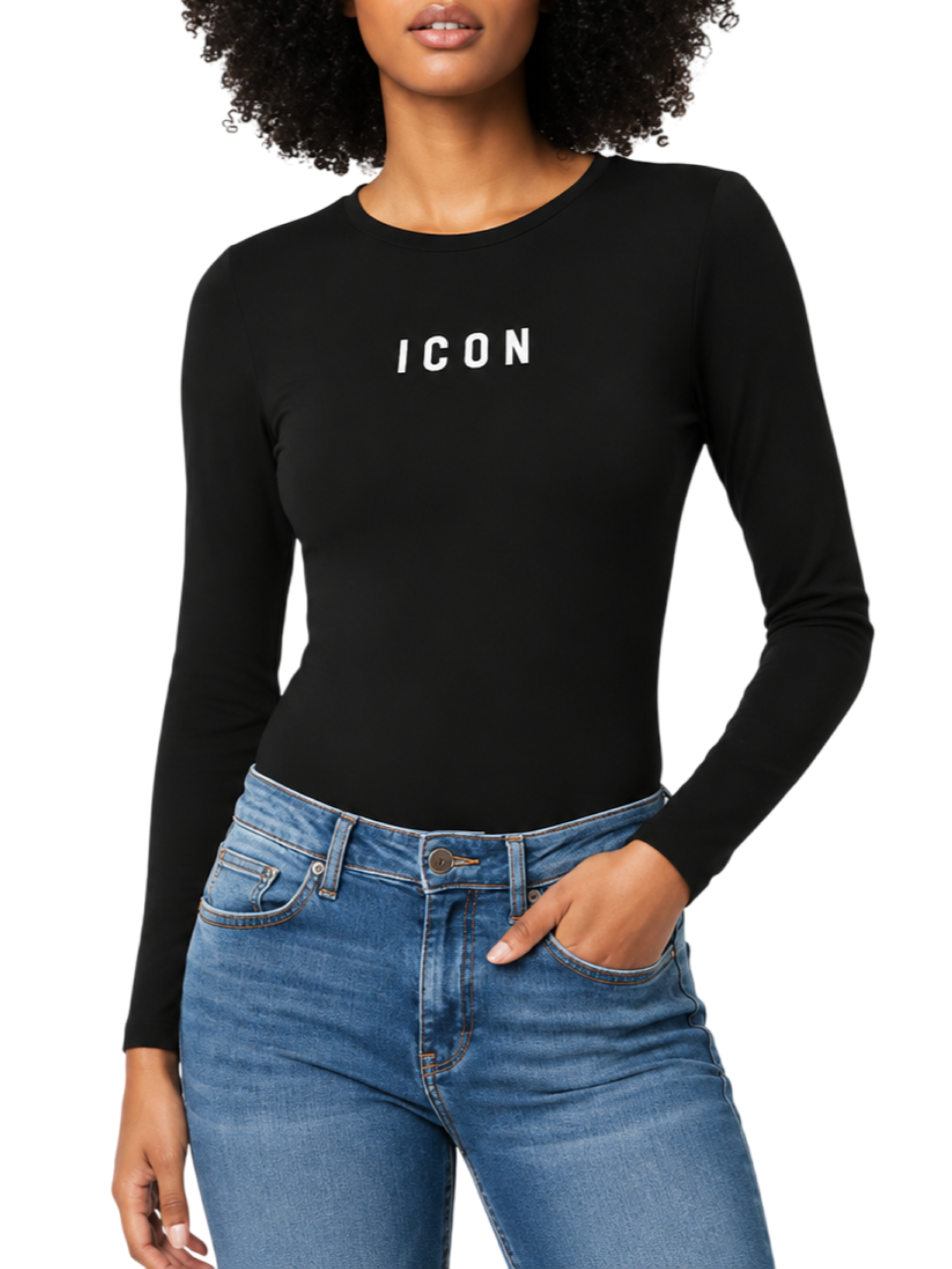 Icon body donna manica lunga con logo nero IDY001C NERO ICON 
