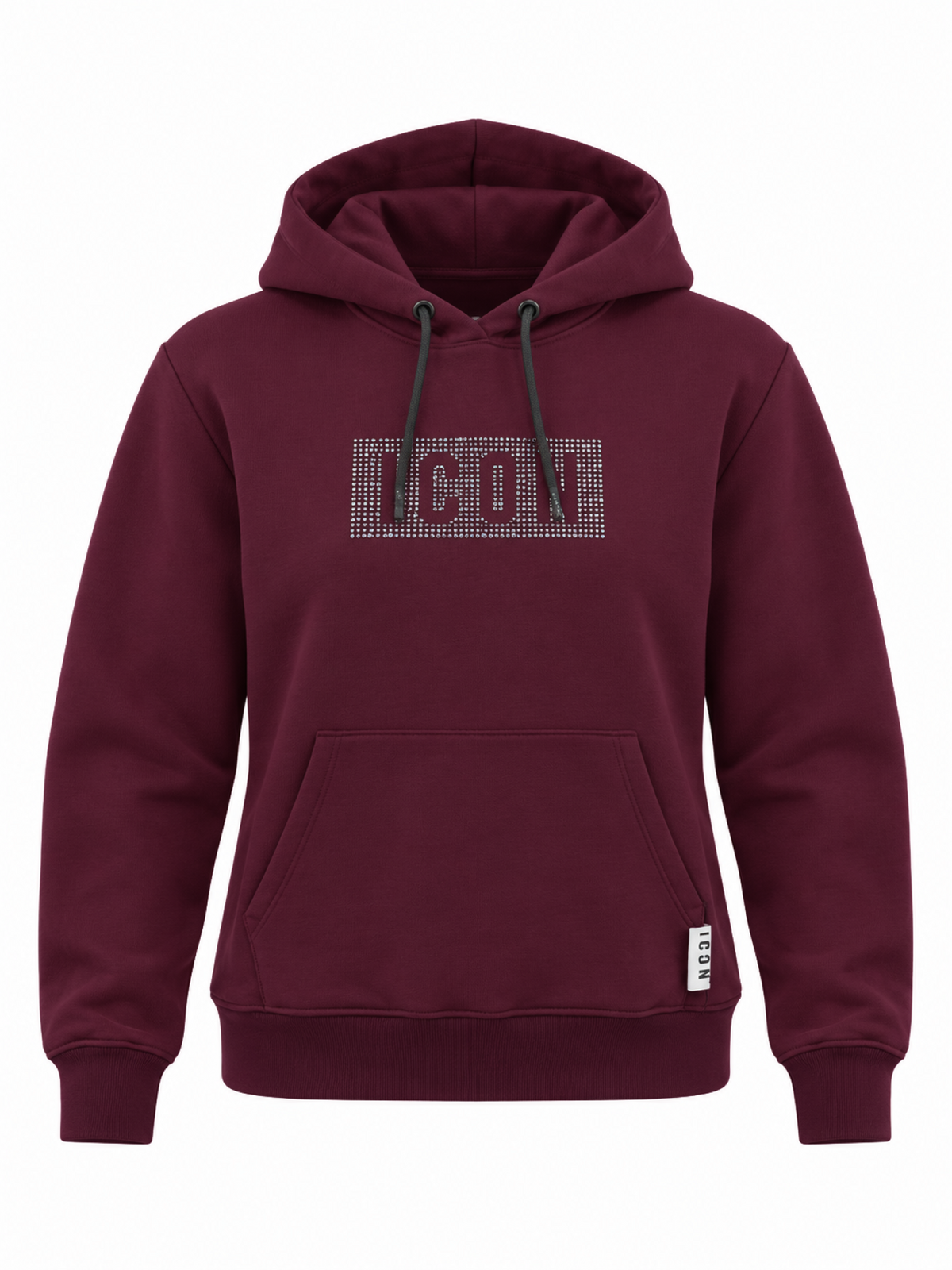 Icon felpa bambina con cappuccio e logo strass borgogna IGSW001384 5006 ICON 