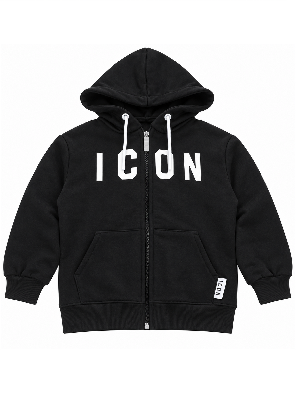 Icon felpa con zip e cappuccio stampa logo bambino nero IGSW001392 9000 ICON 
