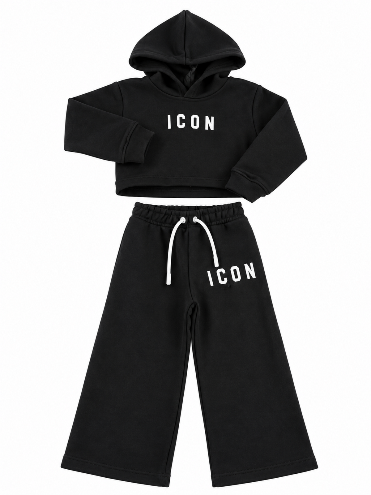 Icon tuta sportiva bambina felpa con cappuccio e pantaloni nero INGFS001482 9000 ICON 