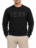 Icon felpa uomo in cotone felpato stampa logo nero