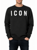 Icon felpa uomo in cotone felpato stampa logo antracite bianco
