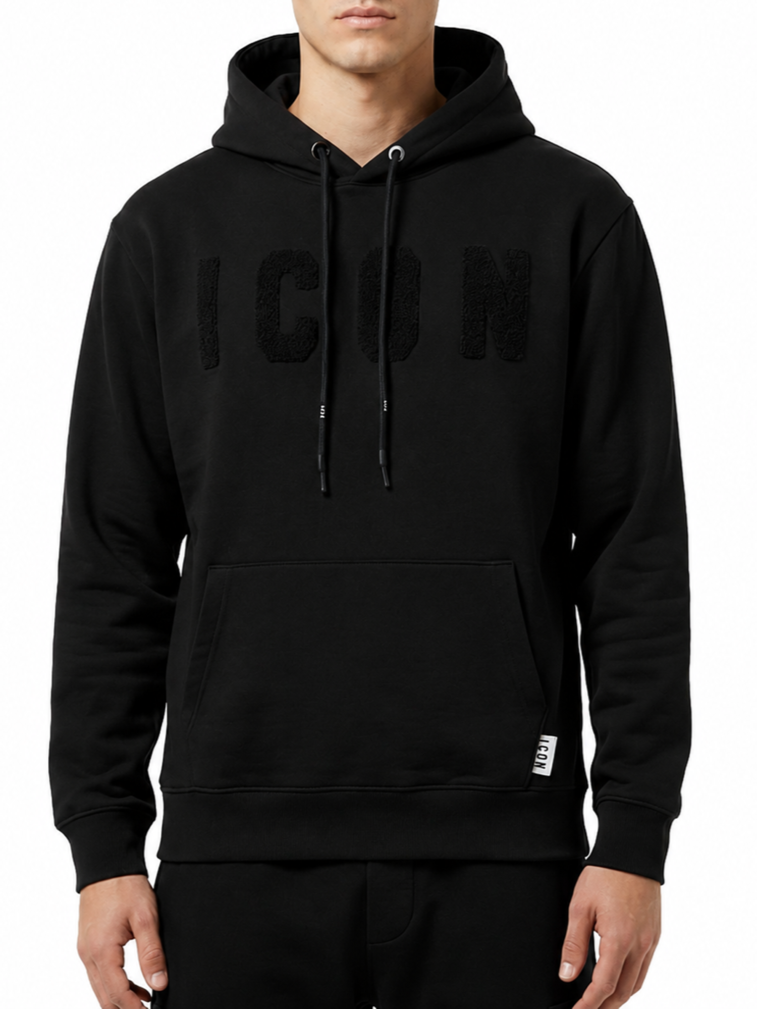 Icon felpa uomo con cappuccio logo teddy nero IUF077 NERO ICON 