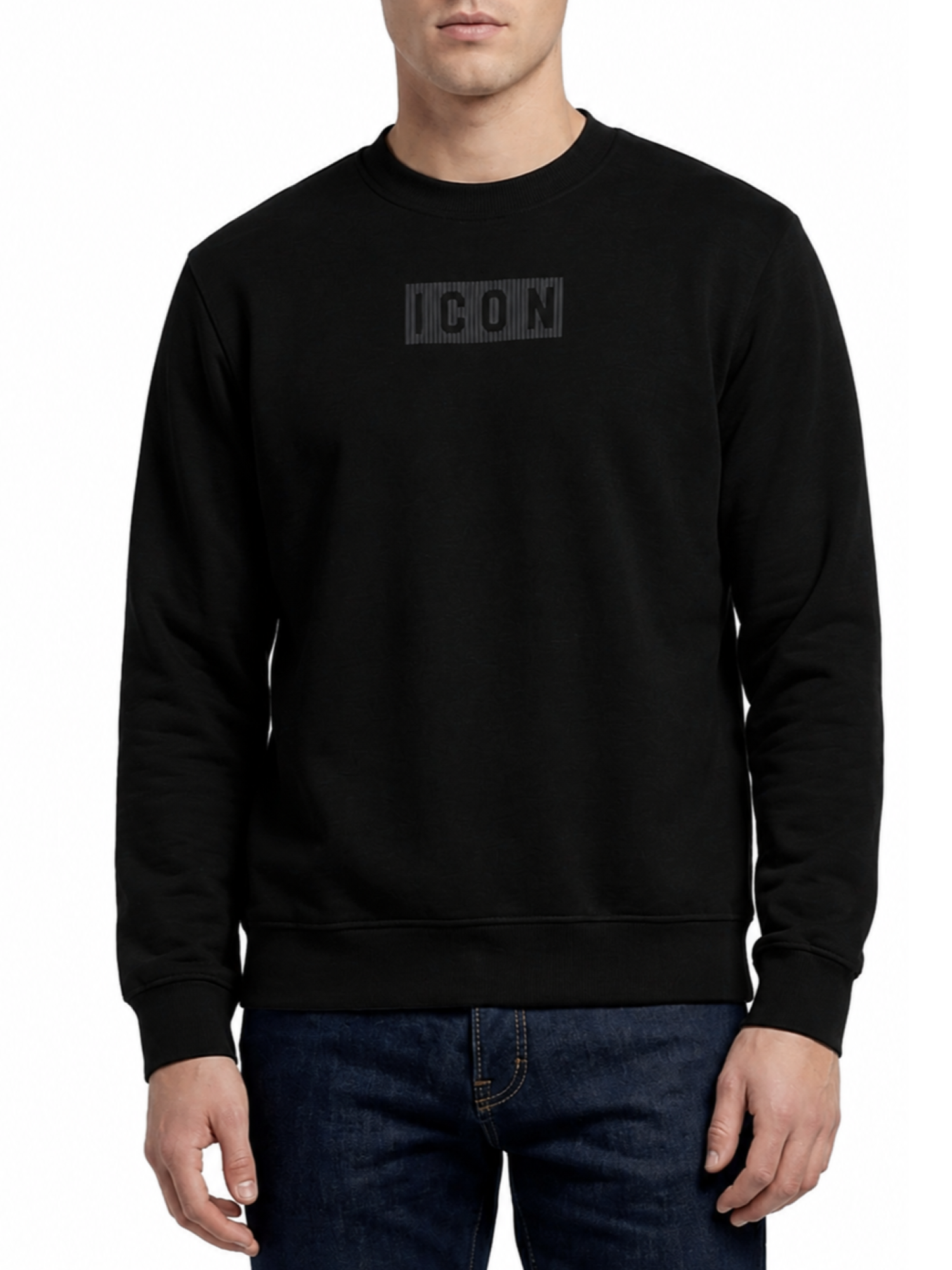 Icon felpa girocollo uomo con logo nero IUF079 NERO ICON 