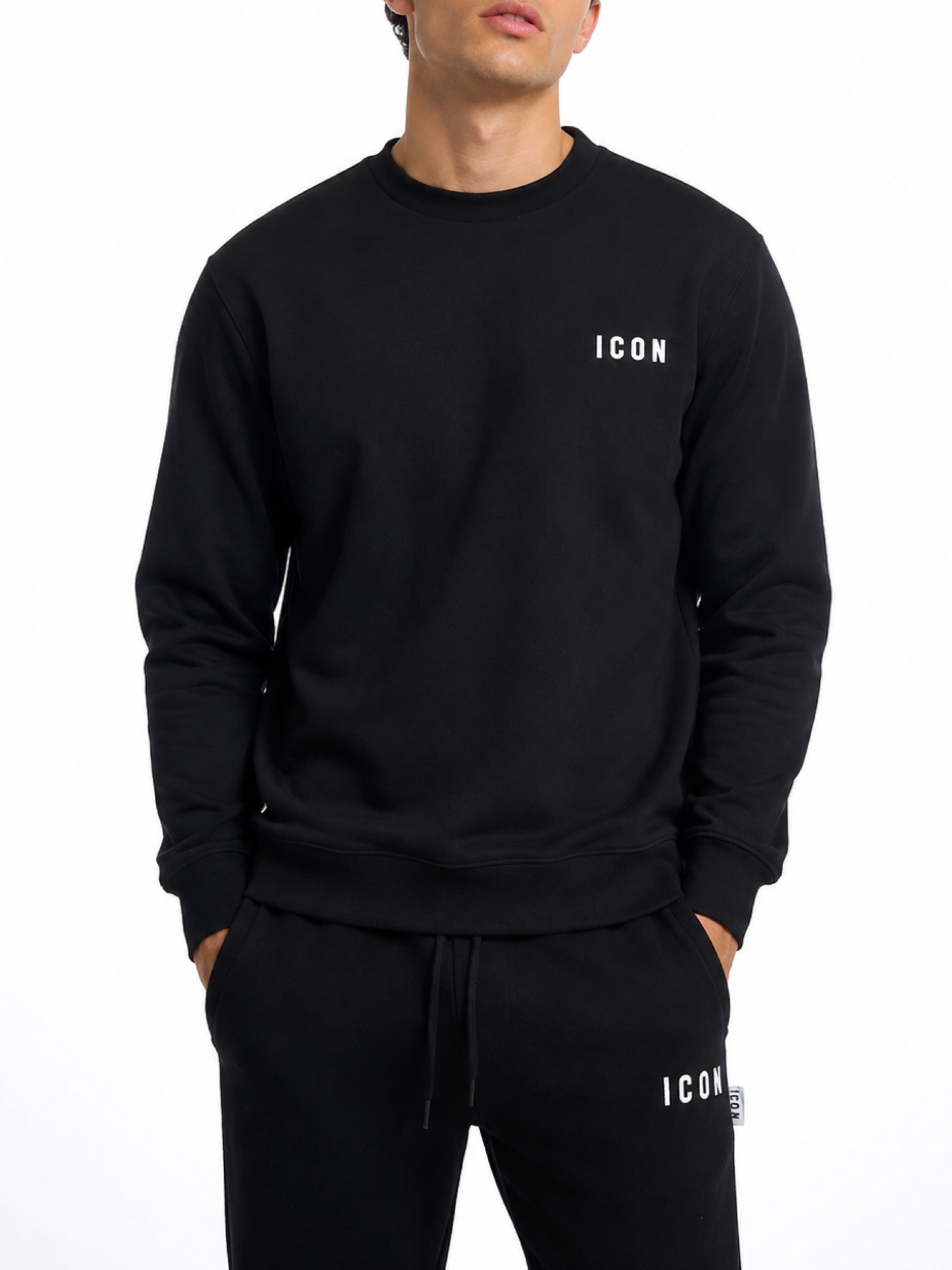 Icon felpa uomo in cotone con logo nero IUPREF007 NERO ICON 