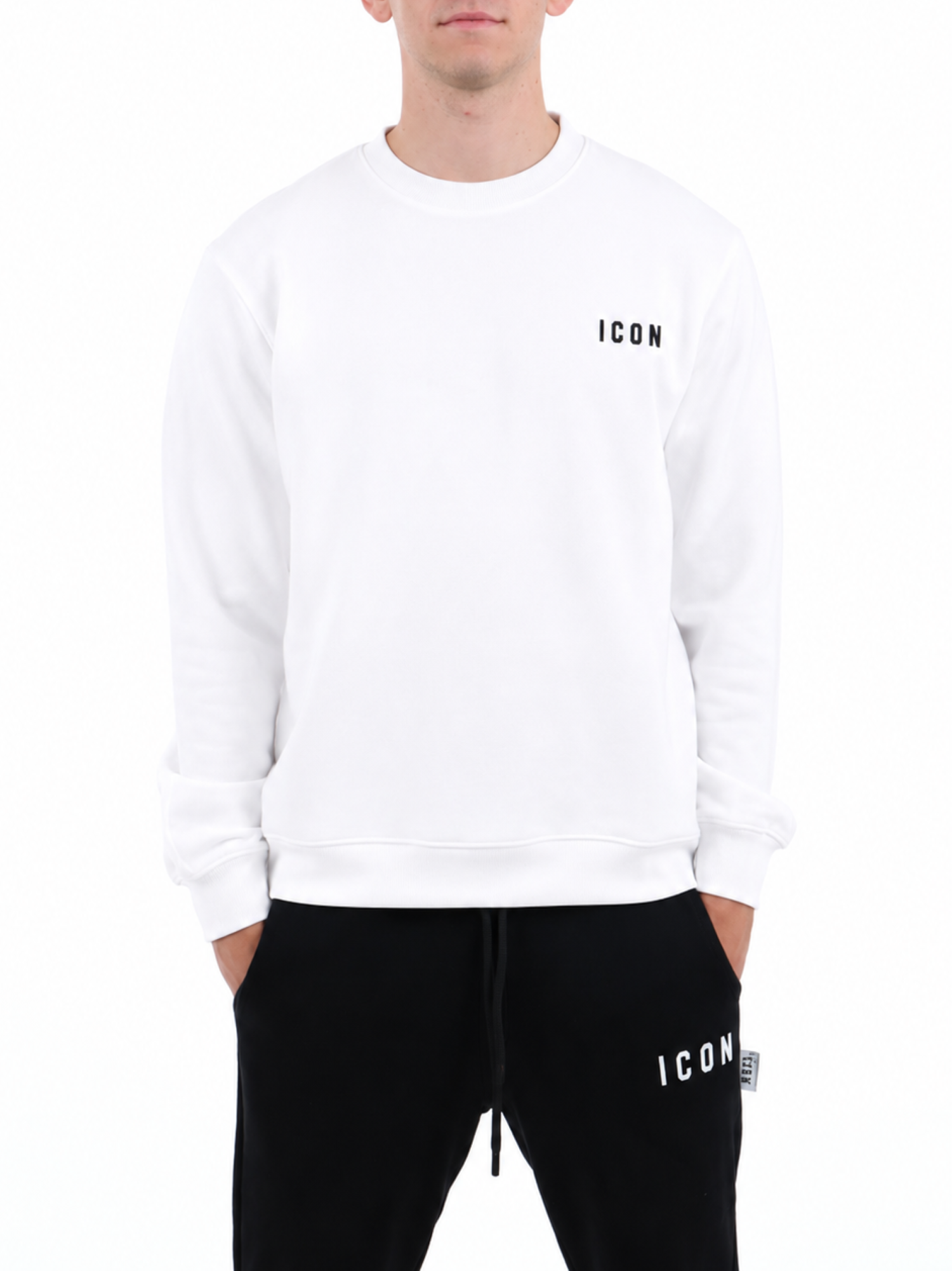Icon felpa uomo in cotone con logo panna IUPREF007 OFF WHITE ICON 