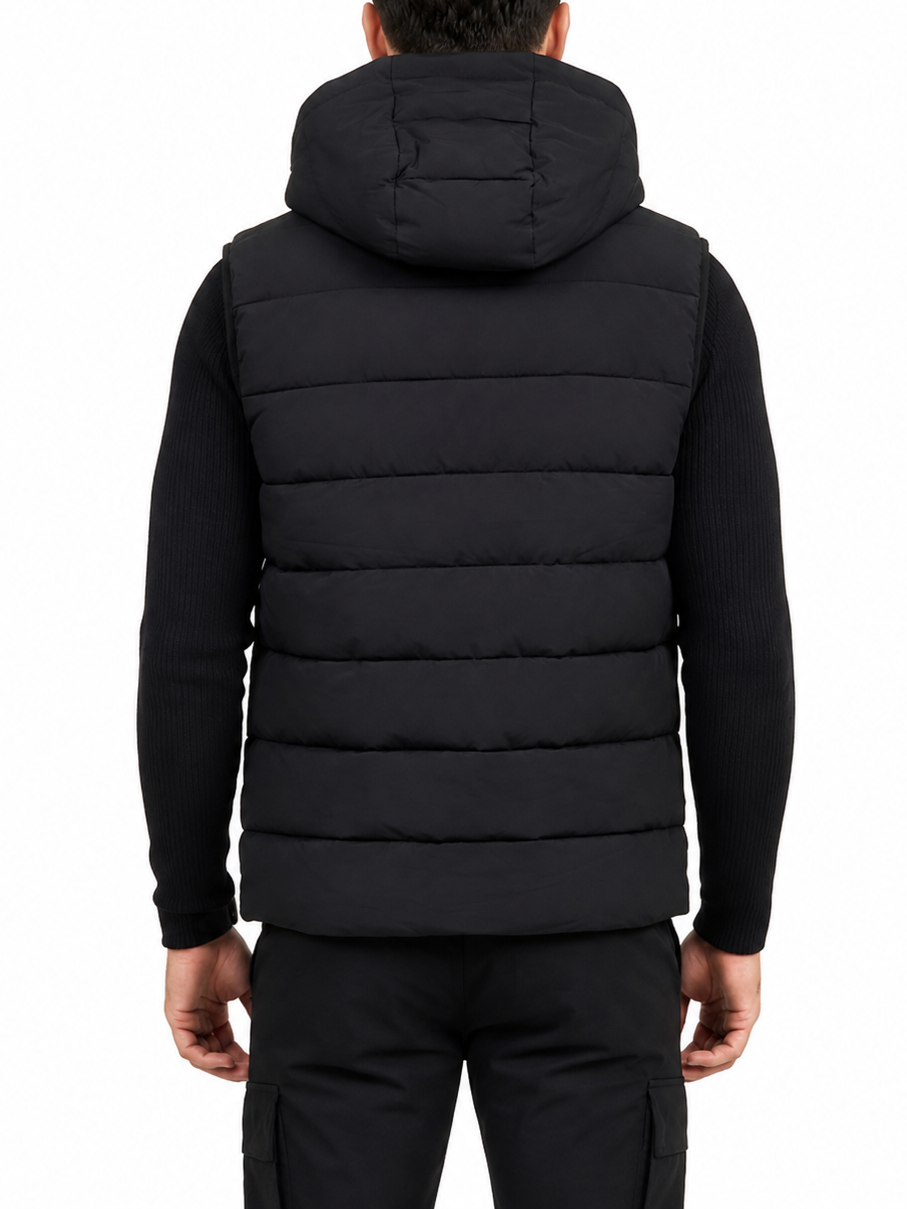 Icon gilet imbottito trapuntato uomo con cappuccio nero IUPREJ001 NERO ICON 