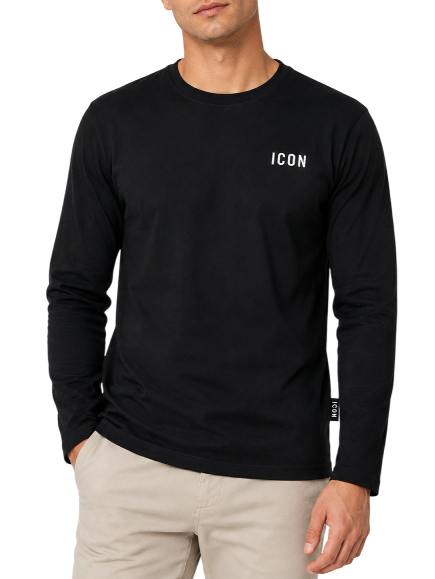 Icon T-shirt manica lunga uomo con ricamo logo nero IUPREM002 NERO ICON 