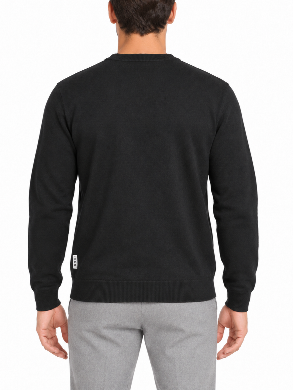 Icon maglia girocollo uomo con logo misto viscosa nero IUPREM003 NERO ICON 