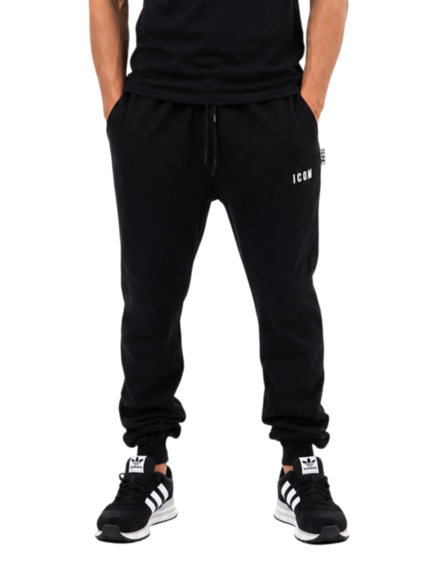 Icon pantaloni joggers uomo con polsini nero IUPREP002 NERO ICON 