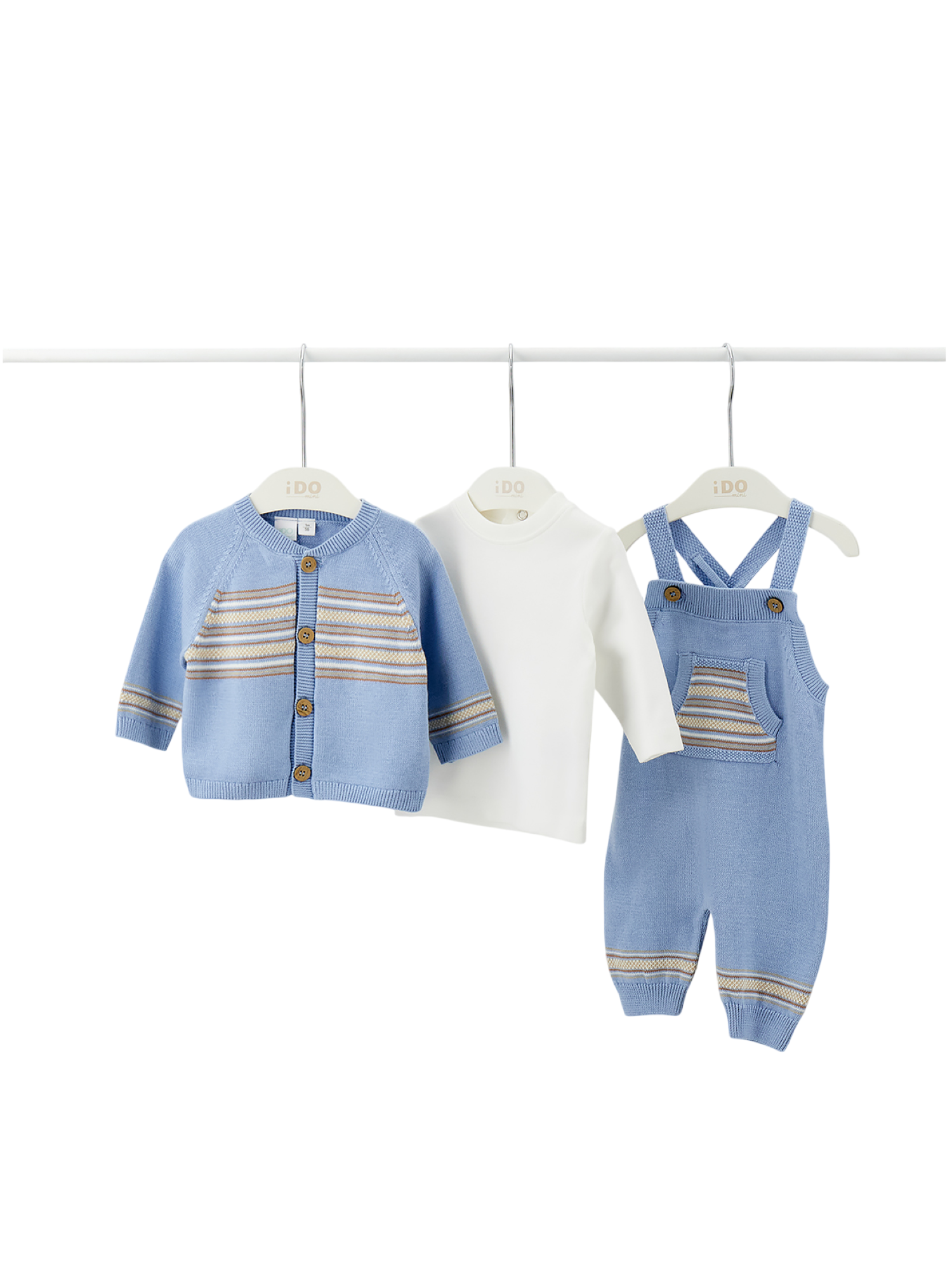 iDo completo neonato in maglia salopette cardigan T-shirt celeste 4H034 3964 iDO 