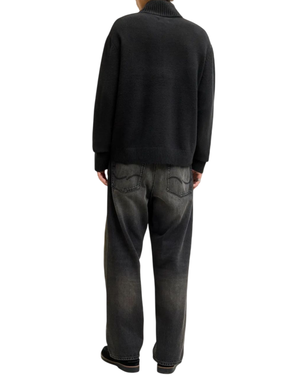 Jack&Jones maglia mezza zip uomo nero 12282749 BLACK JACK&JONES 