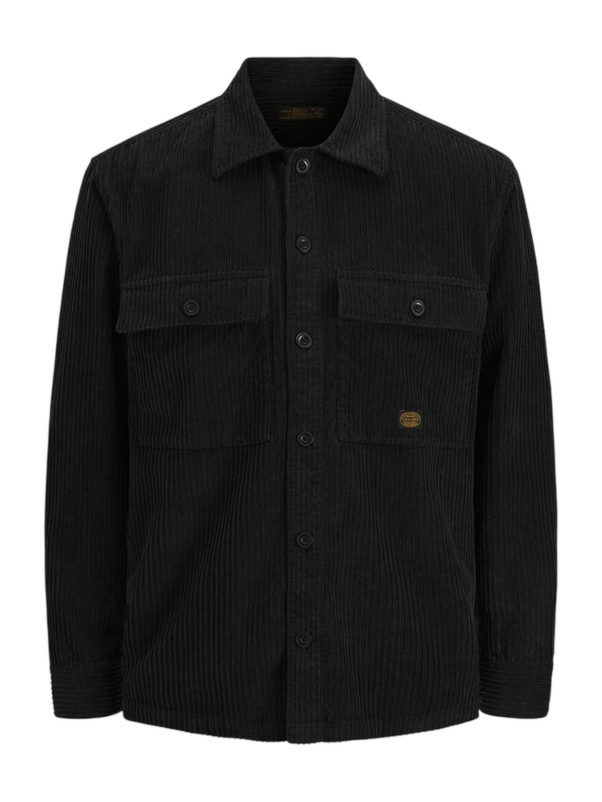Jack&Jones camicia uomo in ciniglia a costine nero 12301355 BLACK JACK&JONES 